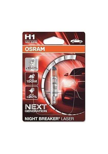Ampul Night Breaker Laser H1 12V 55W%150'YE Kadar Fazla Işık 150M'YE Kadar Fazla Görüş Açısı,%20'ye Kadar Beyaz Işık 64150NL-01B fırsatları