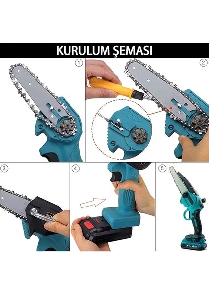 Rowermax Alman Hrd-58 Çift Batarya Otomatik Yağlama 24 cm Pala Şarjlı Ağaç Odun Dal Budama Testeresi fiyatları