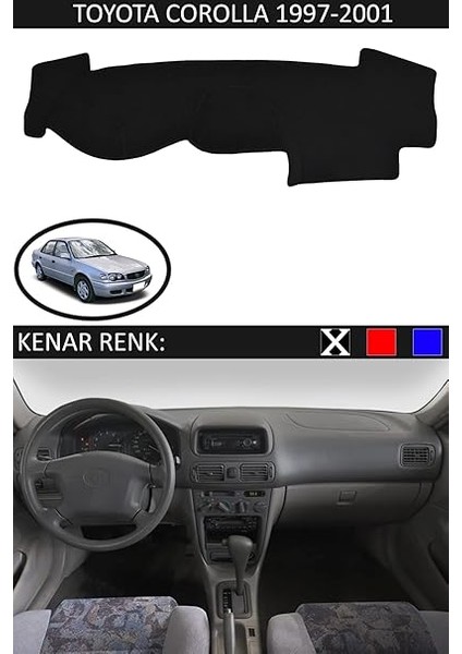 Torpido Koruma Halısı Siyah Kenar Renk Siyah Toyota Coralla 1997-2001 ile Uyumlu fiyatları