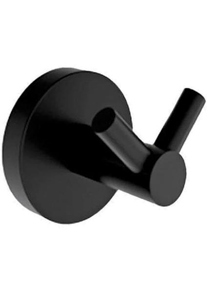 Siyah Renk Metal Sağlam Banyo Lavabo 2'li Askılık Aparat Bornoz Havlu Asma Askı Vidalı