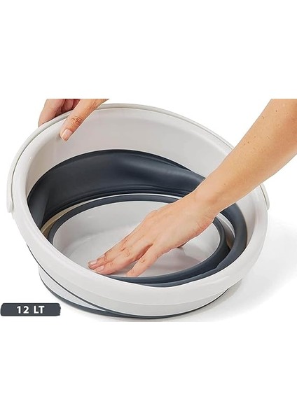 Home 12.8 Litre Katlanabilir Kova – Akordiyon Tasarımlı Katlanır Temizlik ve Araç Yıkama Kovası, Gri Renk, Bebek Yıkama ve Ev Içi Kullanıma Uygun Portatif Kova indirimleri