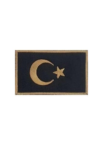 Nakış Turkey Türkiye Türk Bayrakları Nakış Işleme Arma Patch Peç 5x8 cm Siyah Gold
