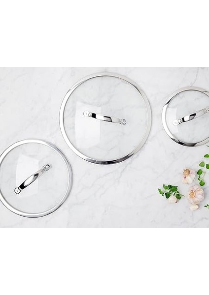 Evrensel Cam Kapak, Kızartma Tavası ve Tencere Için, Paslanmaz Çelik Saplı, Bulaşık Makinesinde Yıkanabilir – 20 Cm, Şeffaf modelleri