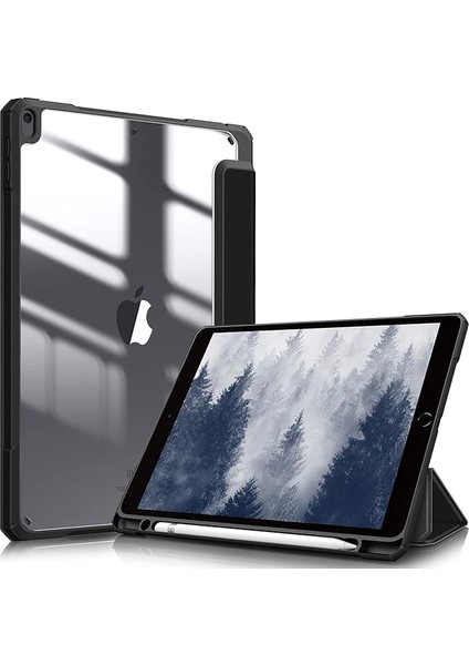 iPad Air 3. Nesil 10,5 Inç 2019 / iPad Pro 10,5 Inç 2017 Için Hibrid Ince Kılıf - [dahili Kalem Tutucu] Şeffaf Arka Kabuklu Darbeye Dayanıklı Kılıf, Siyah