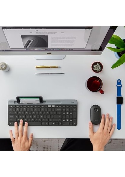 K580 Ince Çoklu Cihaz Özellikli Kablosuz Klavye, Kompakt Modern, Telefon Tutucu, 24 Ay Pil Ömrü, 10 M Kullanım Mesafesi, Bluetooth Türkçe Q Klavye, Siyah modelleri