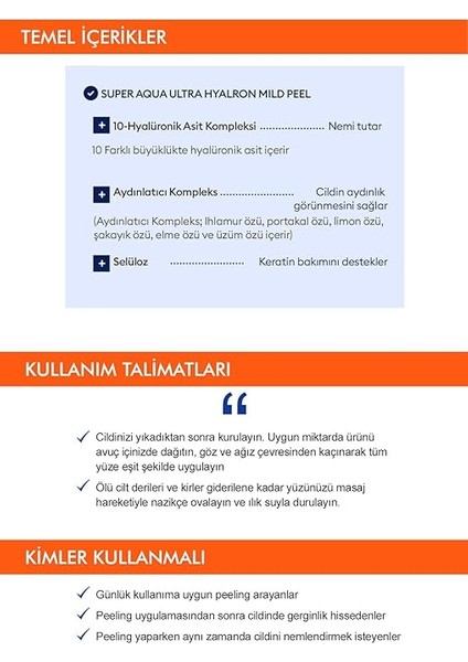 Hyalüronik Asit Içeren Pürüzsüz Görünüm Veren Peeling 100ML Super Aqua Ultra Hyalron Peeling Gel indirimleri