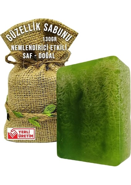 Lifli Katı Doğal Sabun Aloe Veralı El Yüz Saç Vücut Için, El Yapımı Banyo Sabunu 130GR