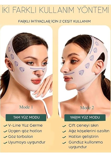 Şekillendirici Maske, V Çene Sıkılaştırıcı Band, Yüz ve Boyun Incelten Maske, Ten Rengi indirimleri