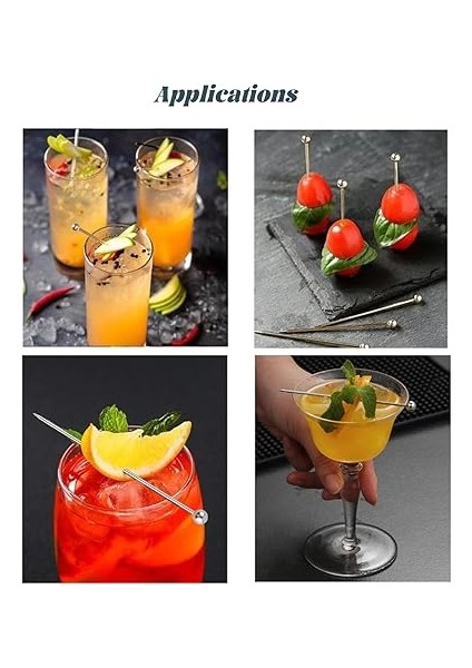 Martini Zeytin Şişleri Kokteyl Çubukları Paslanmaz Çelik Kokteyl Seçimleri Yeniden Kullanılabilir Meyve Çubukları Zeytin Içecek Seçimleri Kokteyl, Parti, Barbekü Atıştırmalıkları Için Şişler, indirimleri