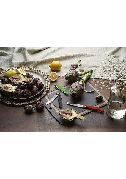 Isviçre Klasik Katlanır Sebze Bıçağı Düz Kesim Bulaşık Makinesinde Yıkanabilir 11 cm Kırmızı Blister Paketi fiyatları