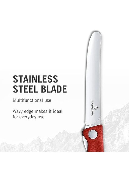 Isviçre Klasik Katlanır Sebze Bıçağı Düz Kesim Bulaşık Makinesinde Yıkanabilir 11 cm Kırmızı Blister Paketi modelleri