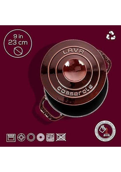 Döküm Yuvarlak Tencere Döküm Demir Kapak Experience Majolik Serisi ÇAP(Ø)23CM fırsatları