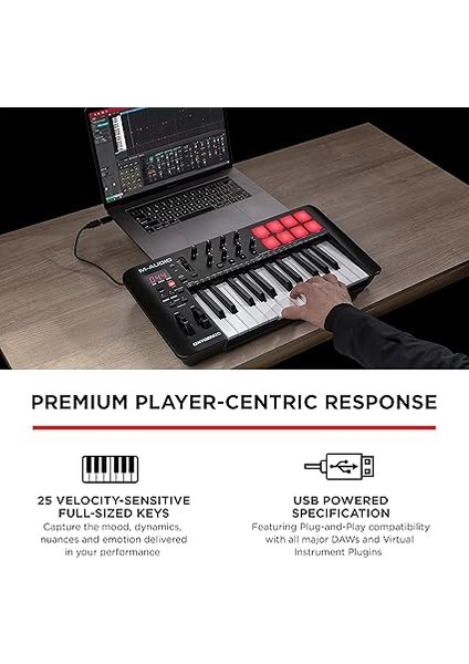 Oxygen 25 V – 25 Tuşlu USB Mıdı Klavye Denetleyicisi, Beat Pad'li, Smart Chord &amp; Scale Modlu, Arpegiator ve Yazılım Paketi Dahil fiyatları
