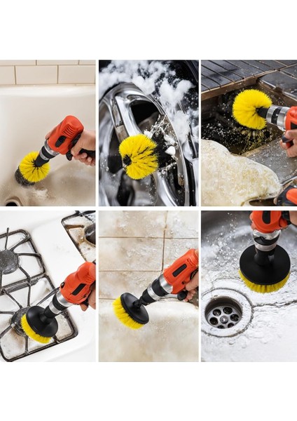 Matkap Ucu Temizleme Fırça Seti 3'lü Çok Amaçlı Temizlik Fırça Seti Matkap Ucuna Takılan Sert Kıllı Fırçalar Banyo Fayans Küvet Lavabo Halı ve Araba Temizliği Için fırsatları