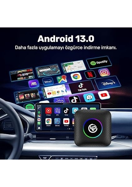 NPCP01 Sım Kartlı ANDROID13 8GB/128GB Tvbox Kablosuz Carplay fırsatları