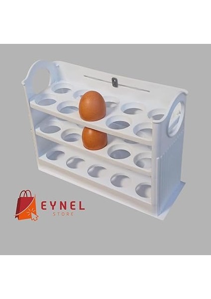 Katlı Yumurtalık Buzdolabı Organizeri Saklama Kabı 30 Bölmeli Raflı Yumurta Kutusu Düzenleyici (1, Beyaz) fiyatları