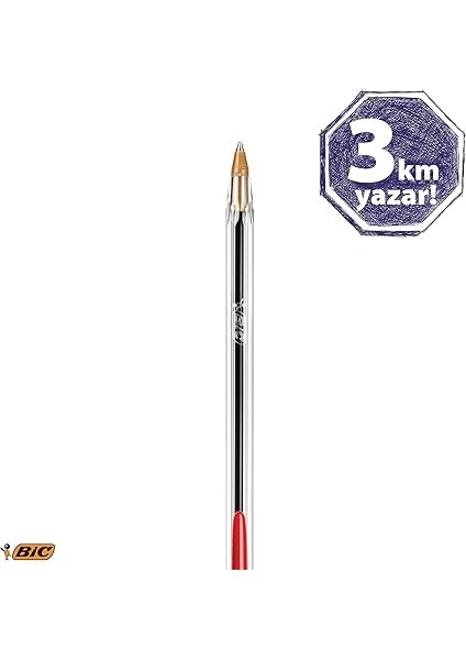 Cristal Medium Tükenmez Kalem Kırmızı 50'li Kutu, 1.0 mm Orta Kalınlıkta Uç, Şeffaf Gövde, Delikli Kapak modelleri