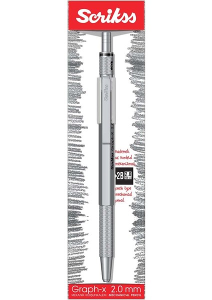 Office Graphx Mekanik Kurşun Kalem Saten Gri 2 mm