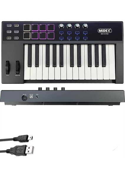 Midi-25 Pro Midi Klavye 25 Tuşlu Midi Keyboard 8 Pad
