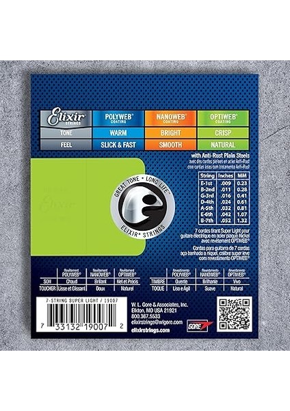 19007 Optiweb Super Light 7 Telli Elektro Gitar Teli (9-52) fiyatları