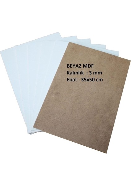 - 3 Adet Beyaz Mdf Duralit 3 Mm, 35X50 cm (Resim Kağıdı Ölçüsü),bir Tarafı Beyaz Boyalı