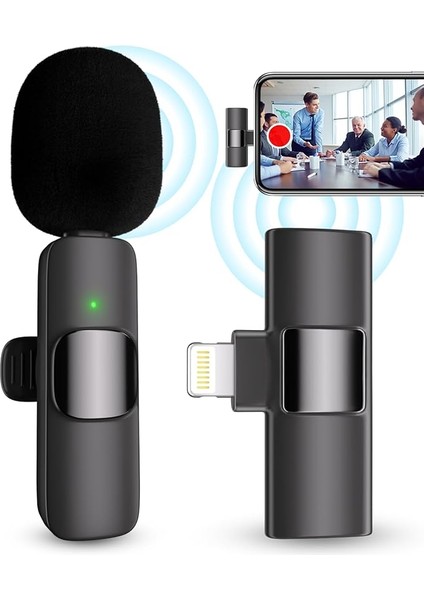 Profesyonel Kablosuz Mikrofon, Iphone, Ipad, Kablosuz Yaka Yaka Çok Yönlü Kondenser Kayıt Mikrofonu Video Kaydı, Canlı Yayın, Röportaj Podcast Vlog Youtube Tiktok