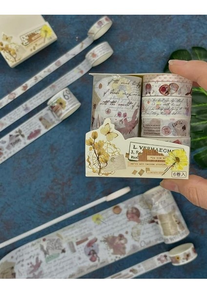Gemi Dükkan Soft Bahar Çiçekleri Temalı 6'lı Washi Bant Set/washi Tape/bullet Journal/scrapbook