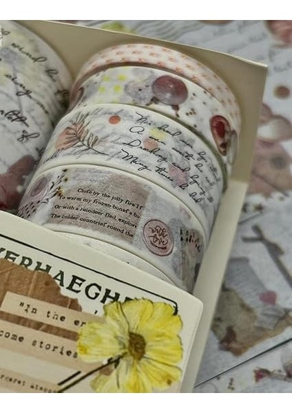 Gemi Dükkan Soft Bahar Çiçekleri Temalı 6'lı Washi Bant Set/washi Tape/bullet Journal/scrapbook fiyatları