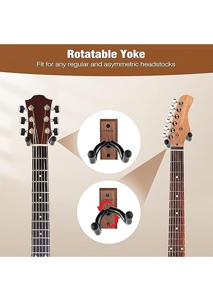 Gitar Duvar Askısı, 2'li Paket Duvara Monte, Siyah Ceviz Ahşap Kancası, Akustik Kancası Elektro Gitar Bas Banjo Mandolin Için Tutucu, Duvar Standı fırsatları