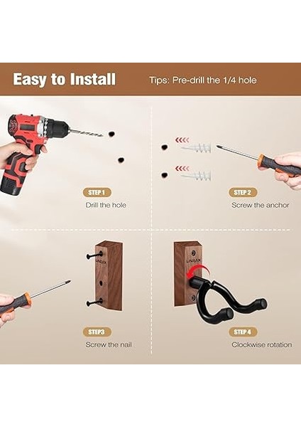 Gitar Duvar Askısı, 2'li Paket Duvara Monte, Siyah Ceviz Ahşap Kancası, Akustik Kancası Elektro Gitar Bas Banjo Mandolin Için Tutucu, Duvar Standı indirimleri