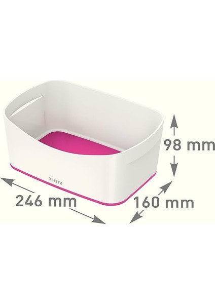 52571023 A5 Mybox Masaüstü Saklama Kutusu, Parlak Görünüm, Plastik, Beyaz/metalik Pembe fiyatları