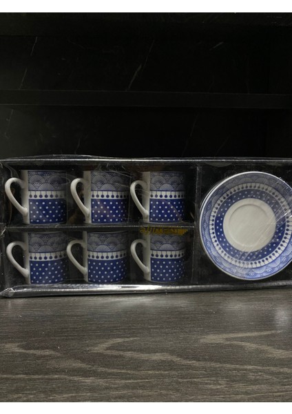 Newlife Porselen 6'lı Kahve Fincan Takımı Özel Desenli