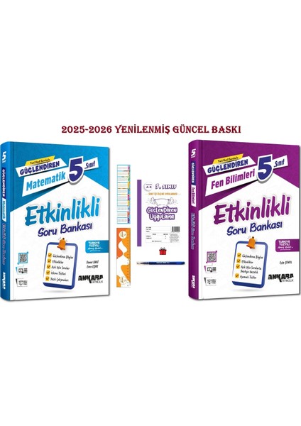 5. Sınıf Güçlendiren Matematik ve Fen Bilimleri Etkinlikli Soru Bankası Ile Sezgistore Cetvel-Ayraç
