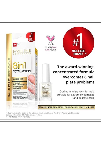 Cosmetics 8 In 1 Total Golden Shine Intensive Nail Conditioner 12 ml fiyatları