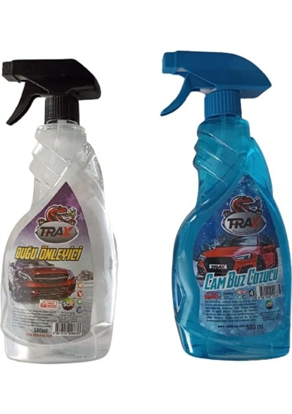 Araba Oto Cam Buz Çözücü Sprey (500 Ml) &amp; Buğu Önleyici Sprey (500 Ml) Kar Çözücü Oto Kışlık Set 2'li Set