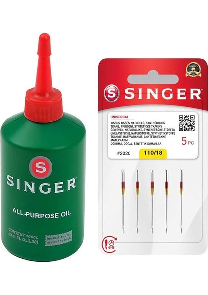 Singer 5 Li Dikiş Makinesi Iğnesi 18 Numara - Çok Amaçlı Dikiş Makinesi Yağı Seti
