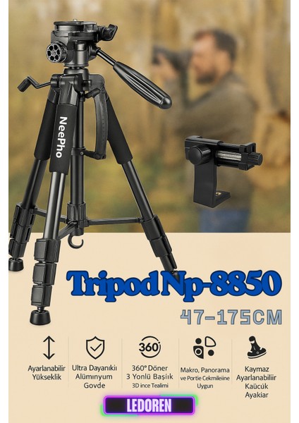 Telefon Kamera Youtuber Tripodu Tripod 47-175CM NP-8850 fiyatları