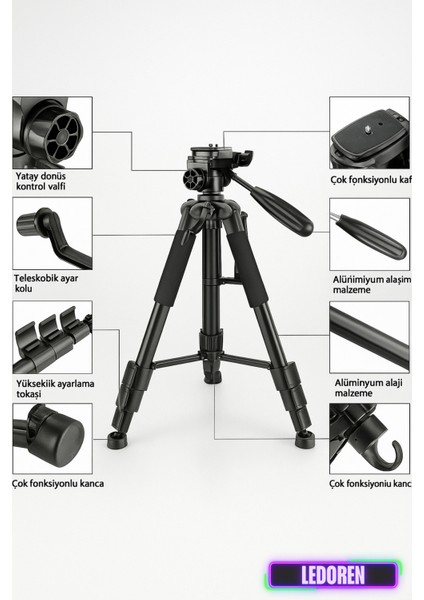Telefon Kamera Youtuber Tripodu Tripod 47-175CM NP-8850 fırsatları