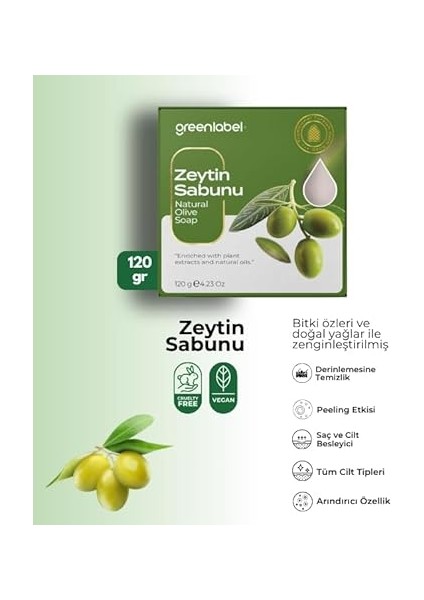 Zeytinyağı Sabunu Natural Saç ve Cilt Besleyici 120GR. fiyatları