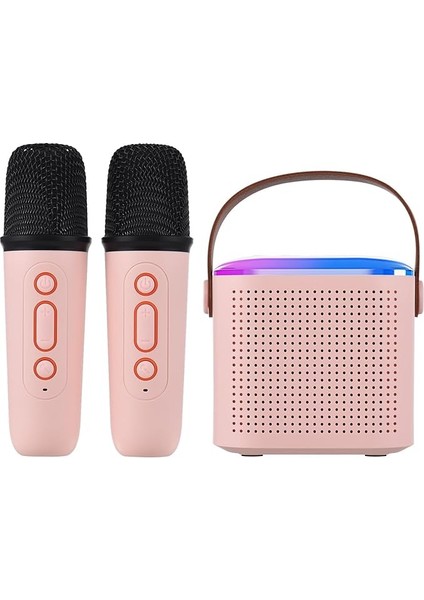 Mini Karaoke Makinesi Taşınabilir Mikrofon ve Ses Kutusu Seti Ev Ktv Bt Hoparlör 2 Mikrofonlu Ev Dış Mekan Kablosuz Hoparlör Ses Kutusu ve El Mikrofonu Karaoke Mikrofon Hoparlör Bt5.3