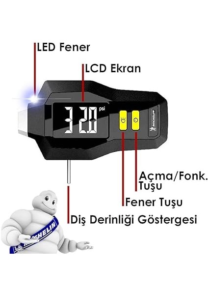 MC12293 99PSI Dijital Lastik Basınç ve Derinlik Ölçer indirimleri