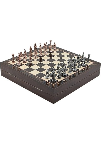 Orta Boy Metal Roma Satranç Takımı Antik ve Ceviz Desenli Sandıklı Mdf Tahtası (36X36X6 Cm.) fiyatları