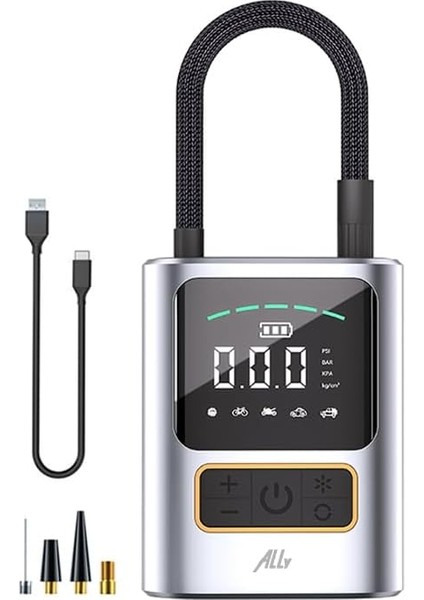 ST-5528 Dijital Basınç Göstergeli Oto Lastik Şişirme Pompası Hava Kompresörü, Grı