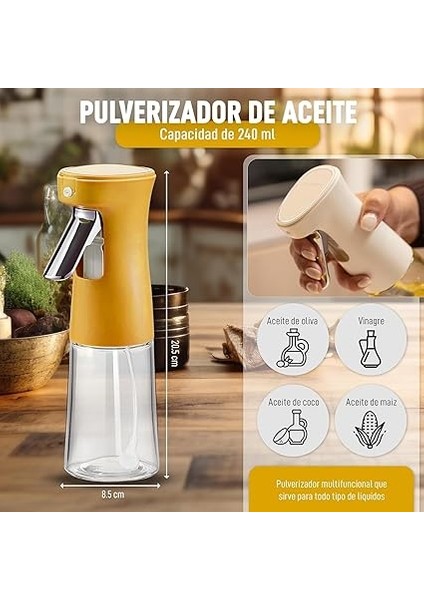 240ML Yağ Zeytinyağı Püskürtücü, Airfryer Sprey Şişesi, Cam Yağ Spreyi, Hava Fritözü Için Yağlık, Barbekü, Salata, Pişirme, Izgara Mutfak Aletleri, Yağdanlık (Sarı) fırsatları