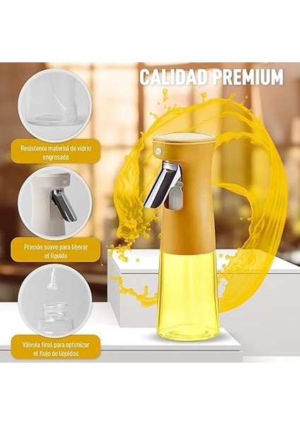 240ML Yağ Zeytinyağı Püskürtücü, Airfryer Sprey Şişesi, Cam Yağ Spreyi, Hava Fritözü Için Yağlık, Barbekü, Salata, Pişirme, Izgara Mutfak Aletleri, Yağdanlık (Sarı) indirimleri