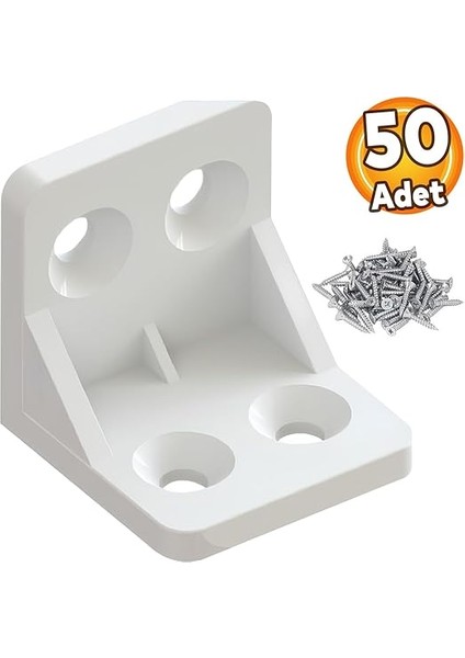 Mobilya Eşya Dolap Köşebent Bağlantı Sabitleme Sabitleyici L Gönye 28X28X28 mm Plastik (50 Adet) modelleri