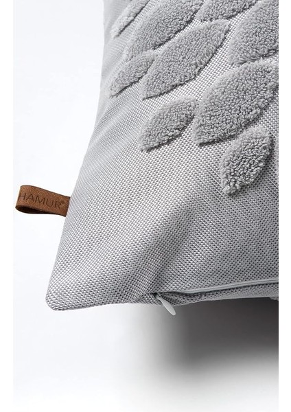 Özel Tasarım Punch Panç Desen Kare Dekoratif Kırlent Kılıfı Flower Gri modelleri