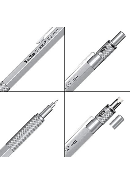 Office Graphx Mekanik Kurşun Kalem Saten Gri 0.7 mm fırsatları