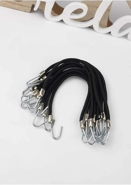 Süs Dünyası Kançalı Ucu Metal Çengelli Lastik Toka 10 Adet Siyah