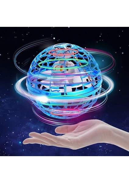 Uçan Küre Topu, Mini El Kumandalı Drones Ufo Oyuncak, Uçan Fidget Küre Bumerang Spinner 360° Dönebilen LED Işıklı, Çocuklar ve Yetişkinler Için Hediye